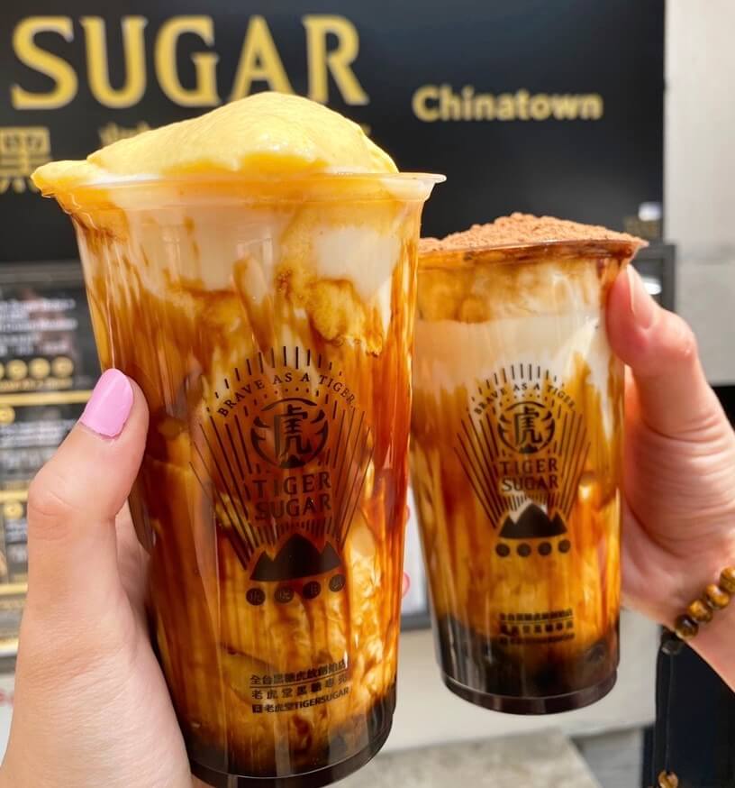 2 Tiger sugar drinks in Boston's chinatown