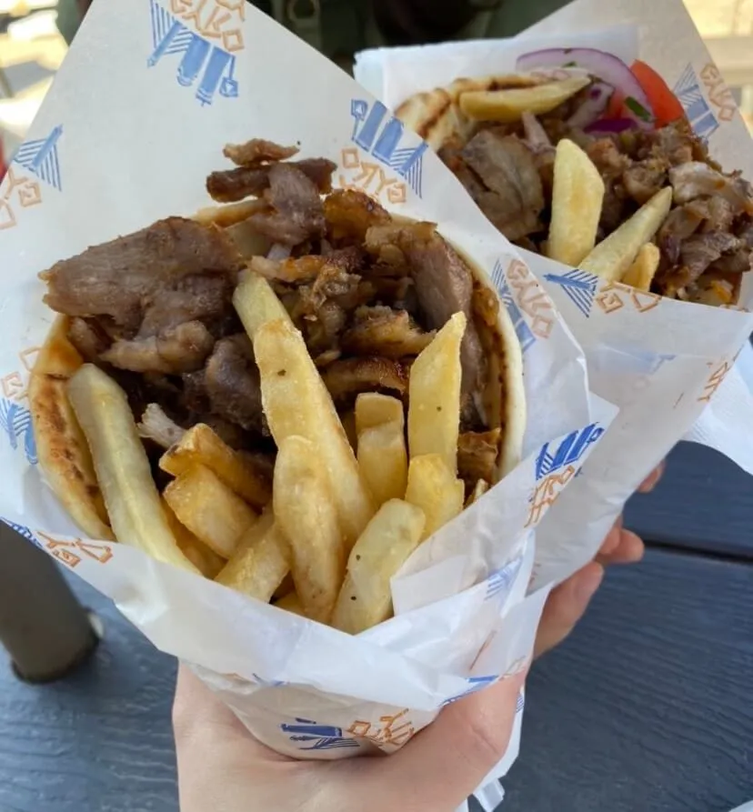 2 pork gyros from Gyro City in Boston's Fenway, one of the best boston sandwiches