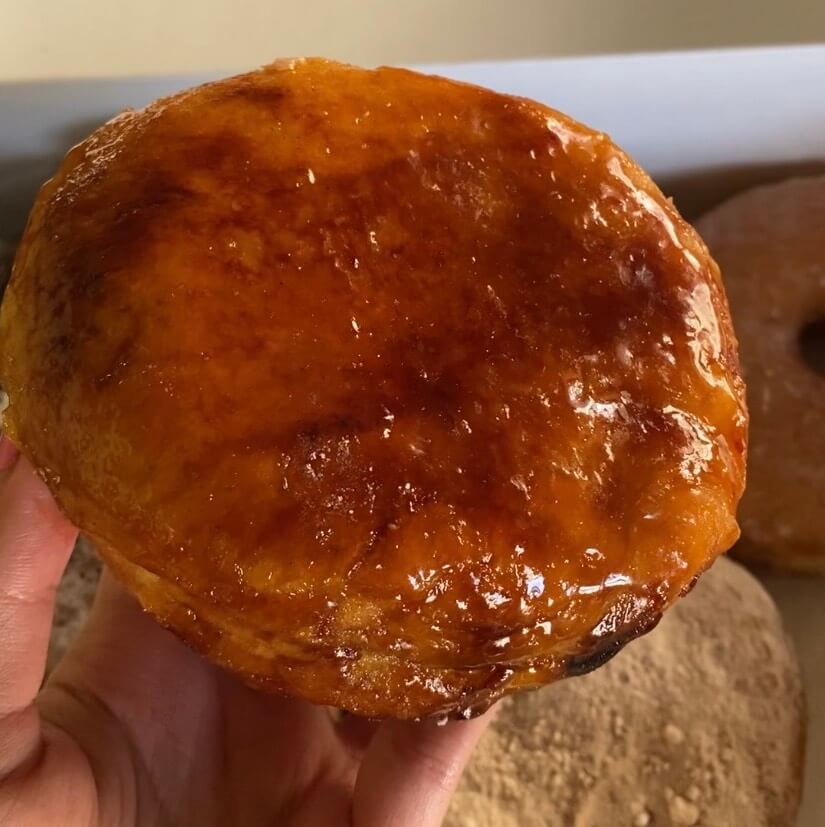 Creme brulee donut from kane's donuts, one of the best desserts in Boston