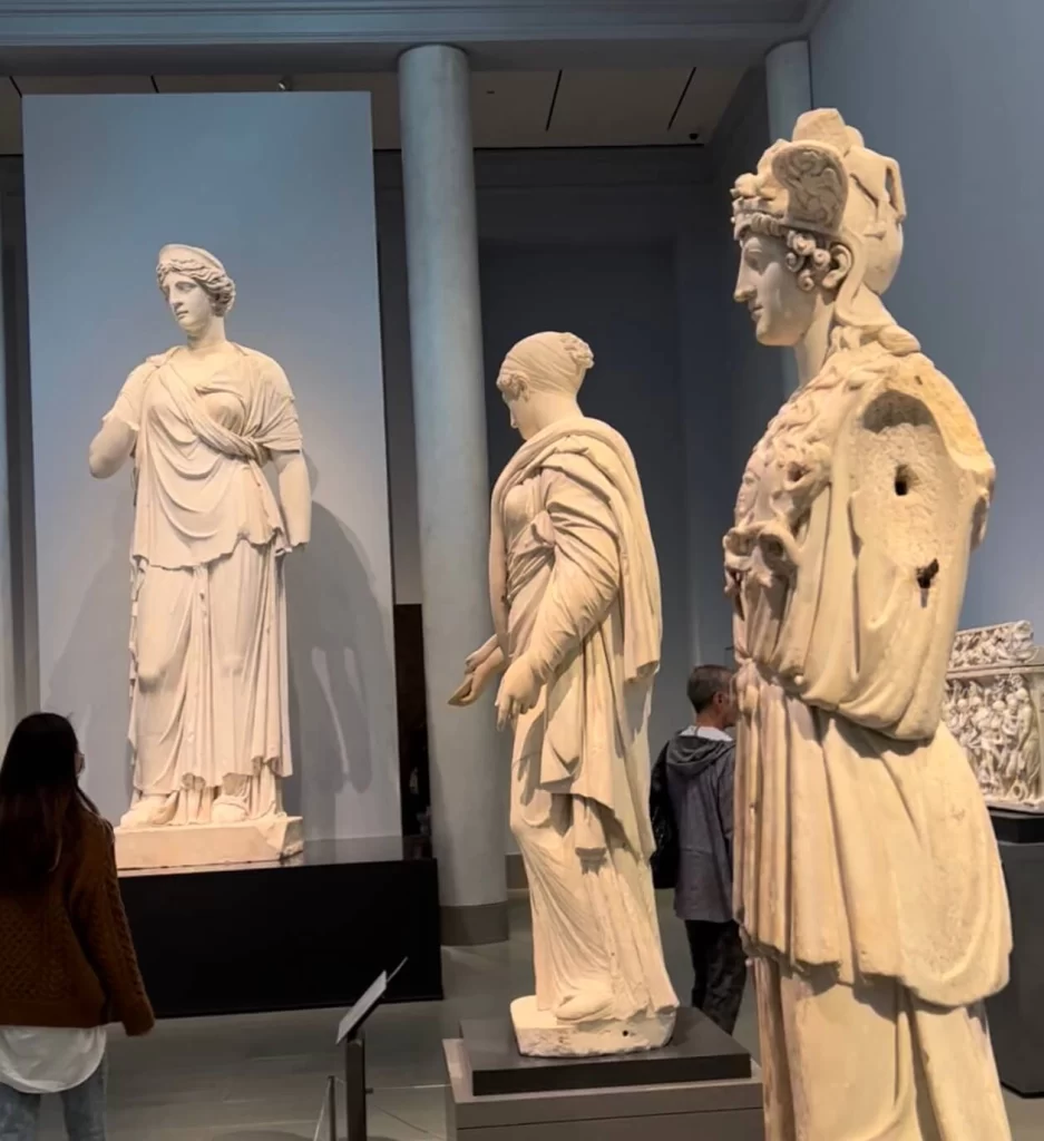 Greek sculptures inside the Museum of Fine Arts in Boston