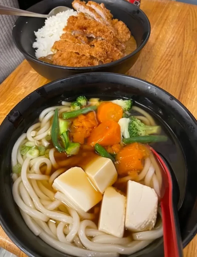 tofu udon and chicken katsu curry from tampopo in Cambridge MA
