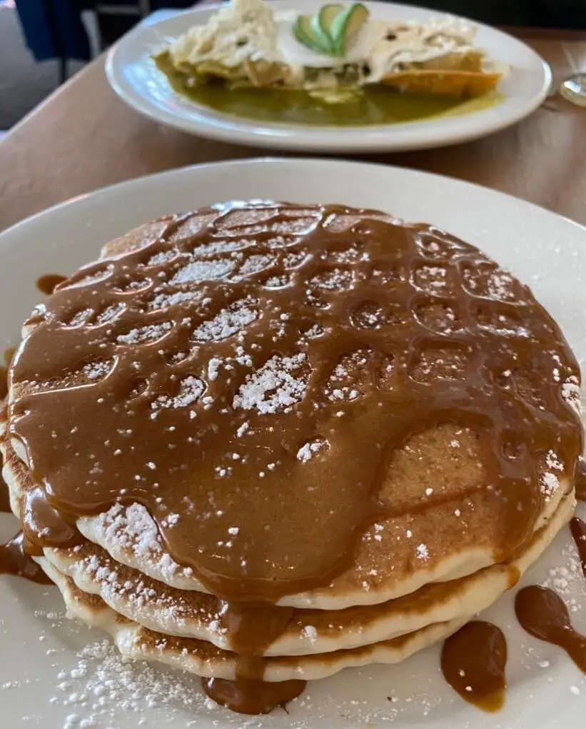 Dulce De Leche pancakes and chilaquiles from Angela's in East Boston