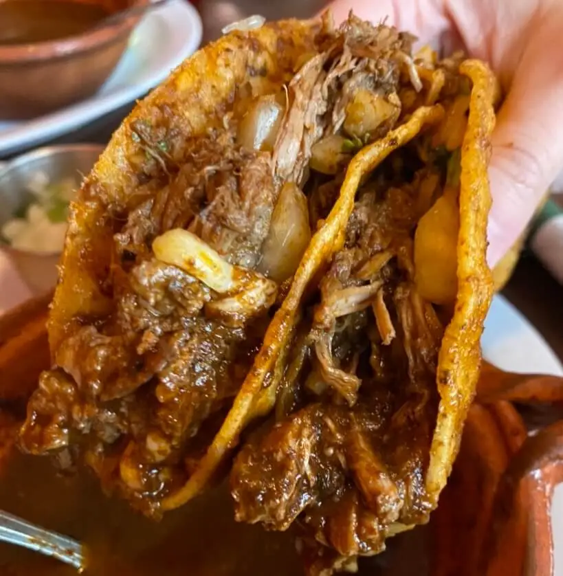 Birria Tacos from Rincon Mexicano in Somerville, Massachusetts