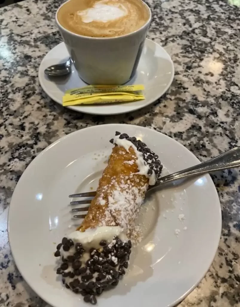 Cannoli and coffee from Caffe Vittoria in Boston's Little Italy