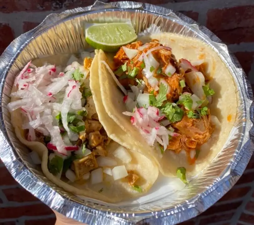 Tacos from Chilacates Mexican Street Food in Boston