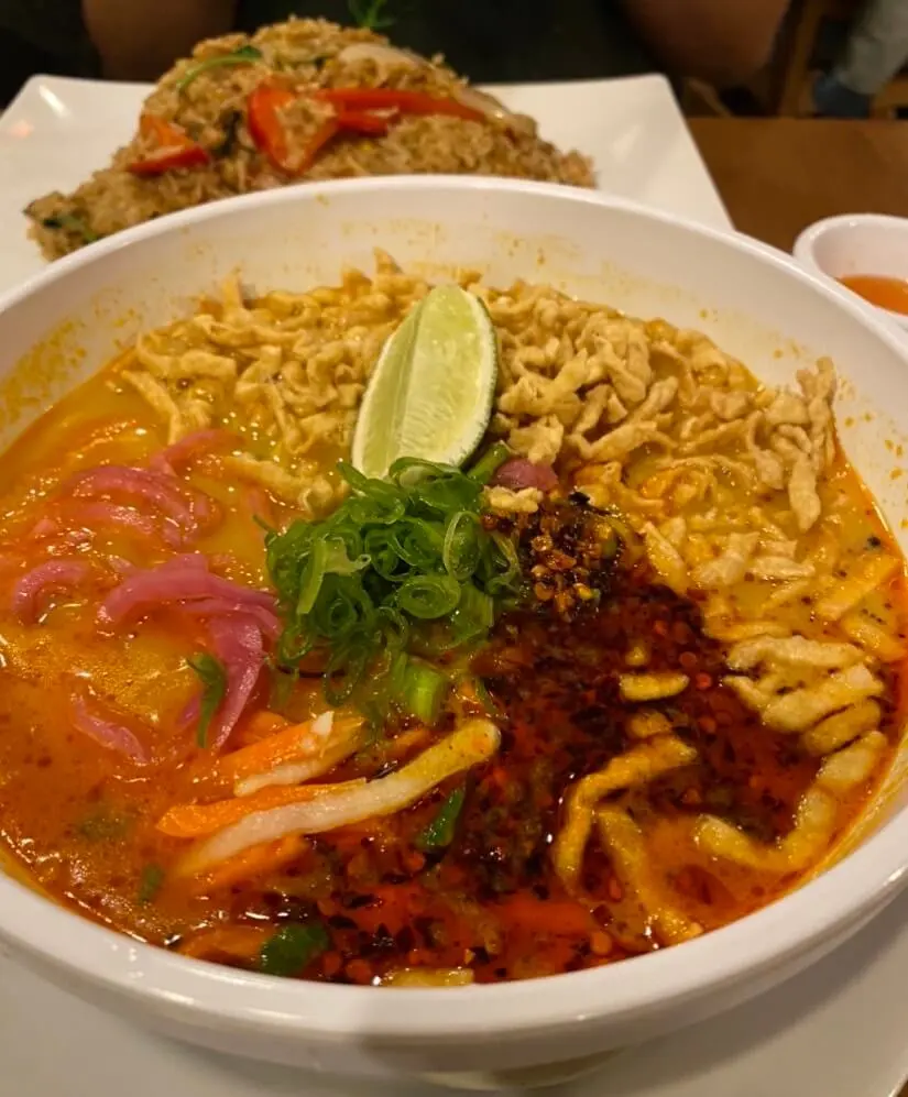 Khao Soi Noodles from Pho basil, which serves Thai food in Boston