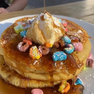 Lucky Charms Pancakes from Milkweed in Boston's Mission Hill Neighborhood