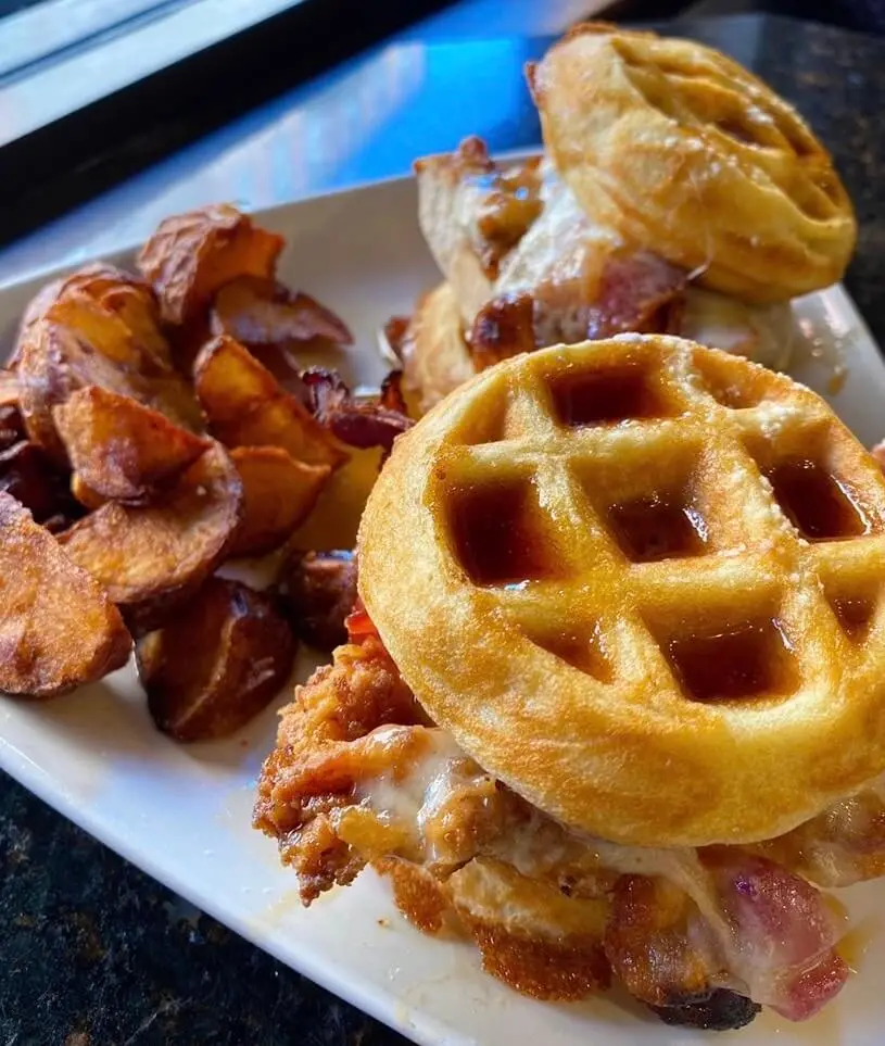 Fried chicken and waffle sliders from Boston's North Street Grille