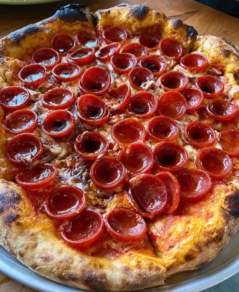 Pepperoni pizza from Source Restaurant in Harvard Square, one of the best Boston brunches
