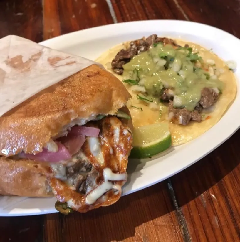 Torta and taco from Tenoch Mexican in Boston