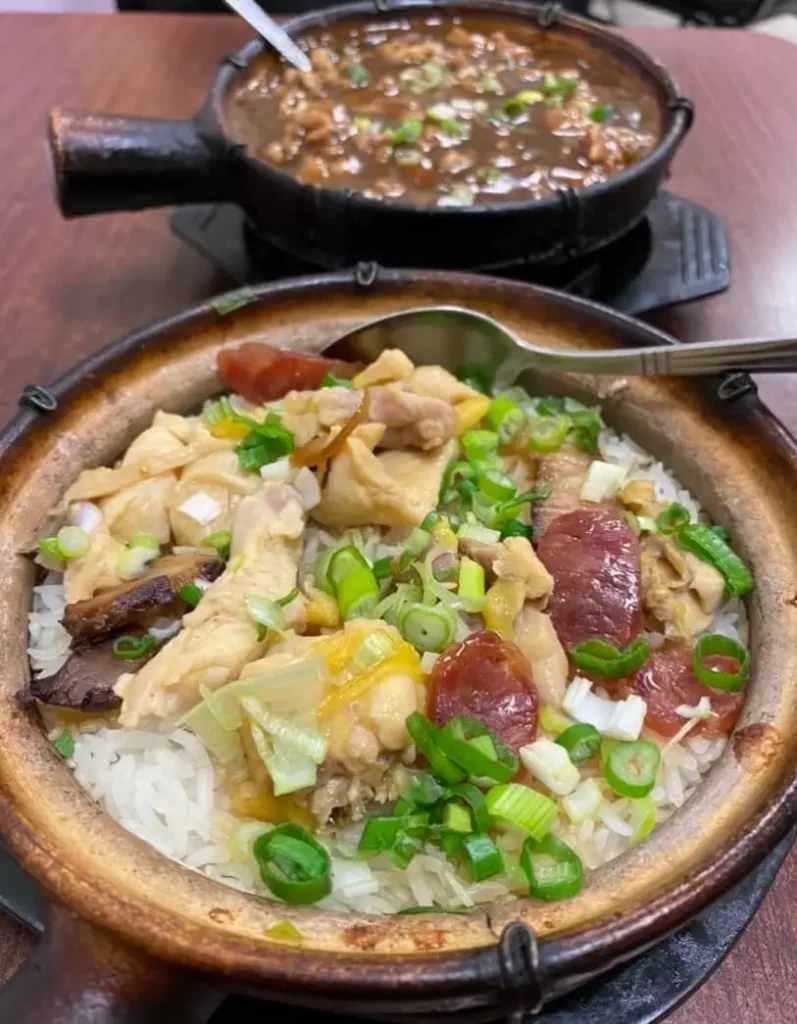 clay pot and rice from clay pot cafe, a restaurant for cantonese Chinese food in Boston