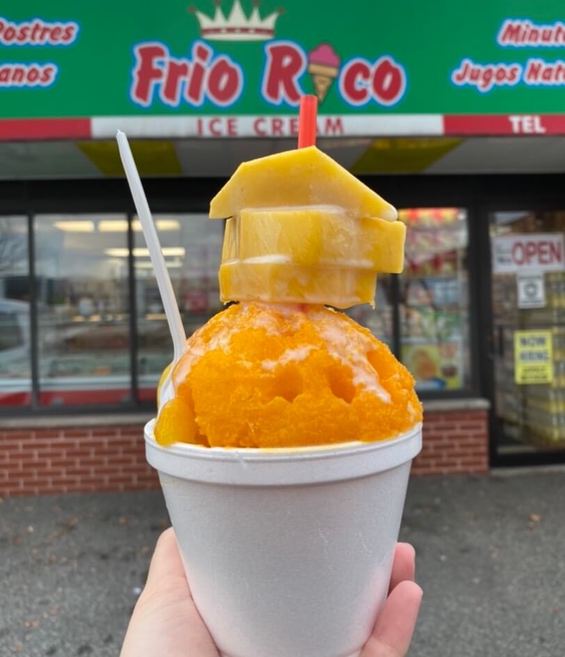 shaved ice with mango and lucuma from frio rico, a foodie Boston place