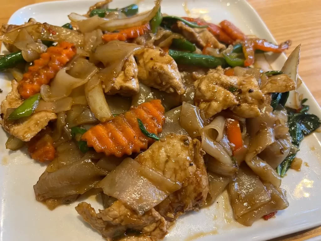 Pad kee mao from kala thai cookery, one of the spots for best thai food in boston 