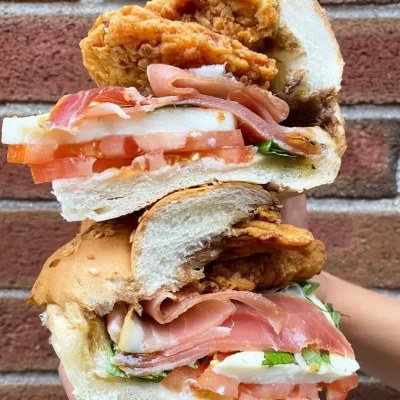Fried chicken Italian sub from Pauli's, a restaurant in the North End of Boston