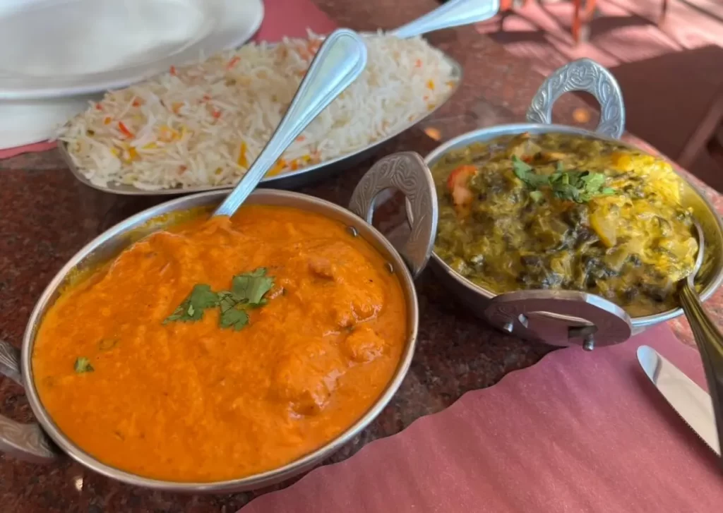 chicken tikka masala and spinach saag from Punjab palace, a foodie Boston spot