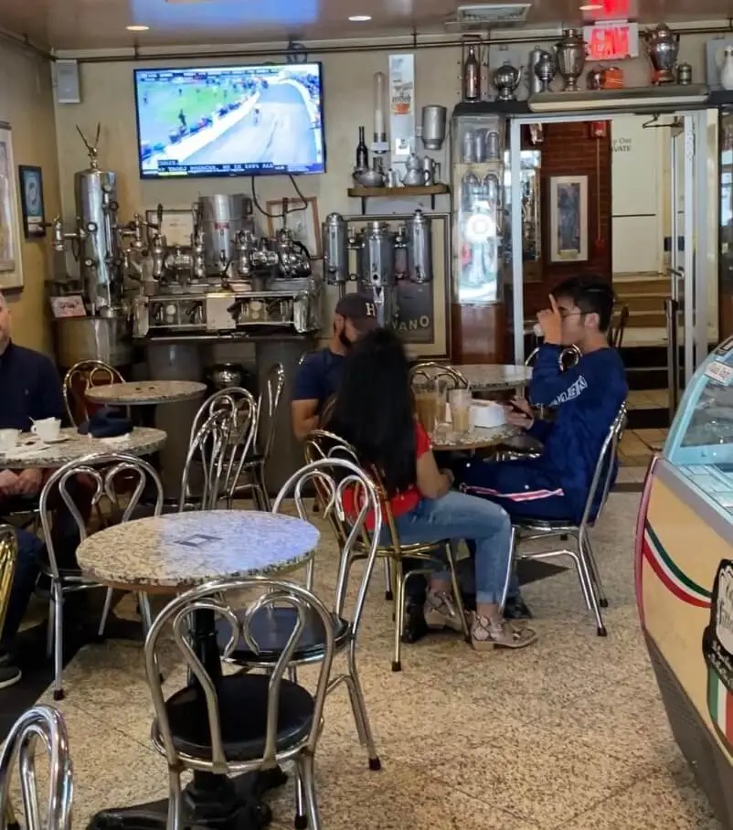 Inside of Caffe Vittoria in Boston's Little Italy