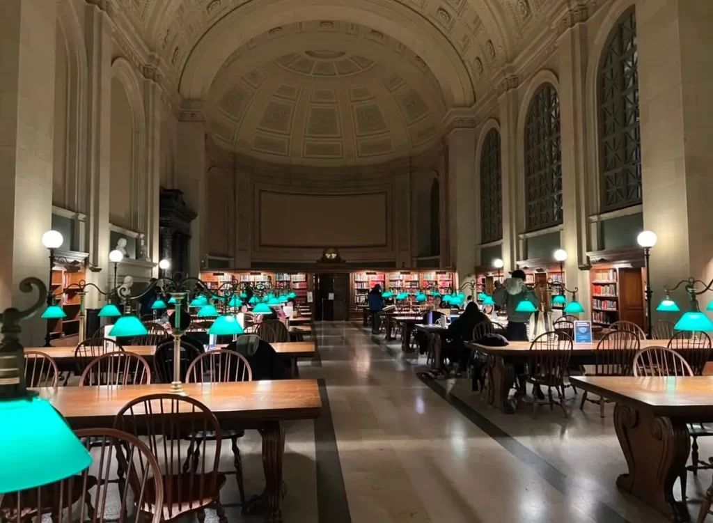 The Bates Hall reading room, the Boston Public Library's main reading room