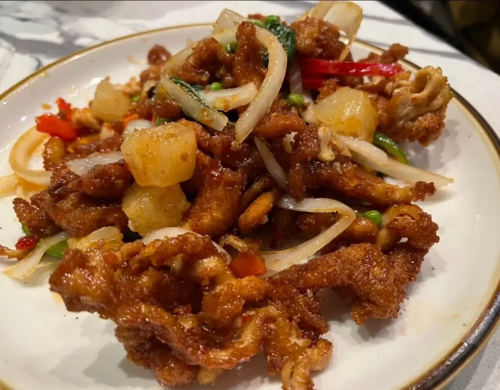 Thai crispy chicken from Sugar and Spice, a spot for Thai food in Boston
