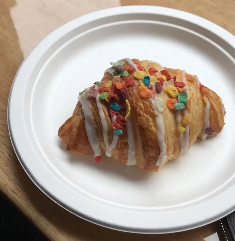 Fruity Pebbles croissant from Tradesman, a Boston best coffee shop