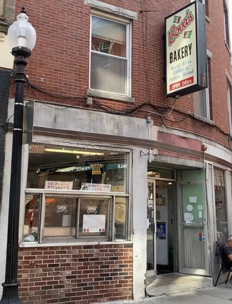 Outside of Bova's Bakery in Boston's North End neighborhood, Boston's best bakery for Italian pastries