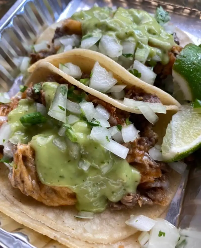 Tacos from Tenoch Mexican in Boston's North End, one of the best cheap eats Boston spots