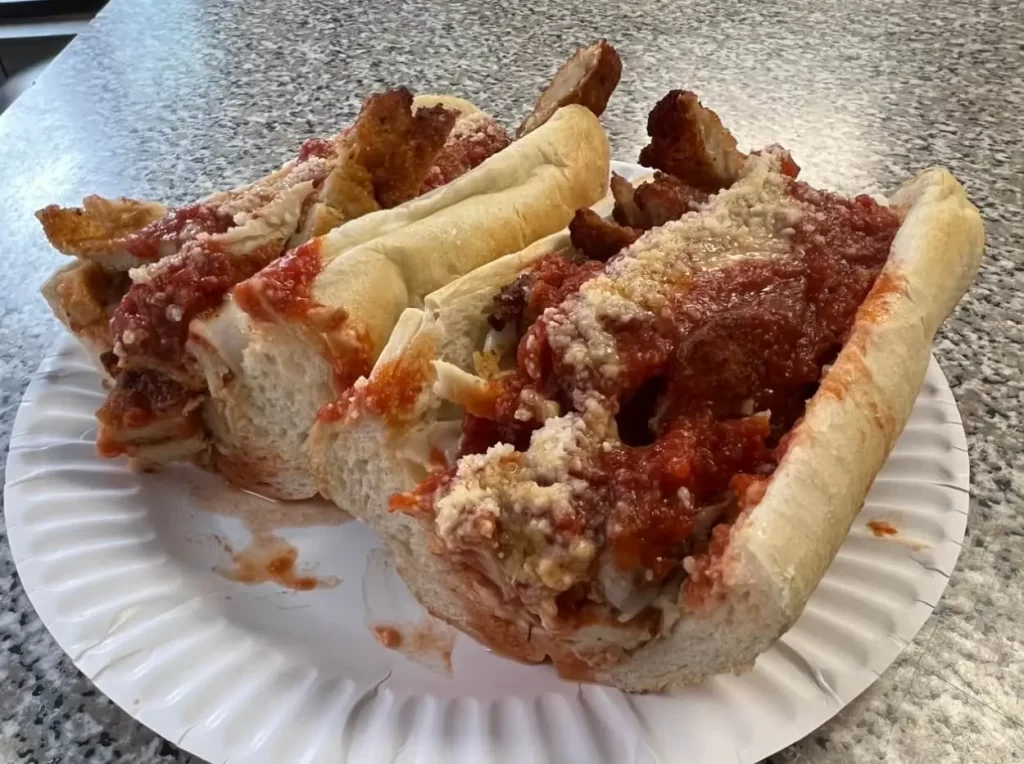 chicken parmigiana sub sandwich from Mangia Mangia in Boston's North End