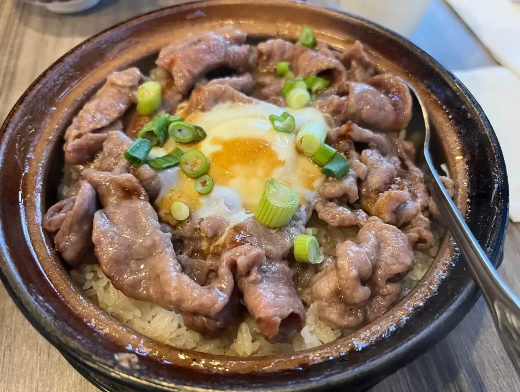 beef clay pot rice from Big Fun Cafe in Quincy