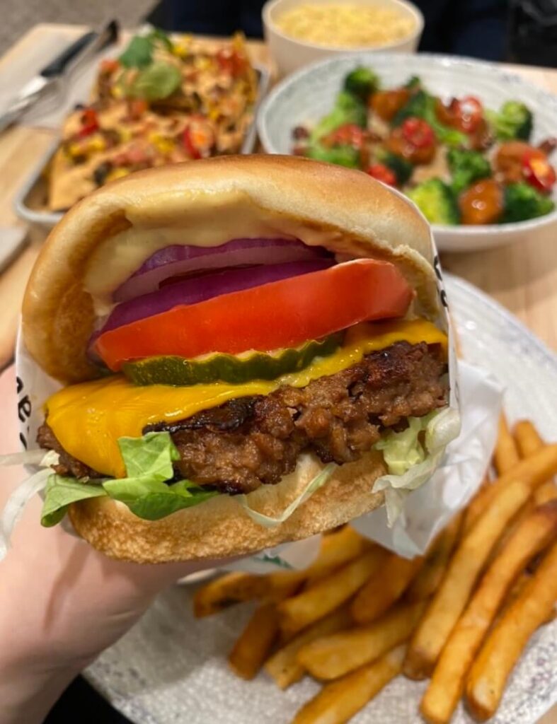 beyond burger from Veggie Grill, one of the best vegan restaurants in Boston