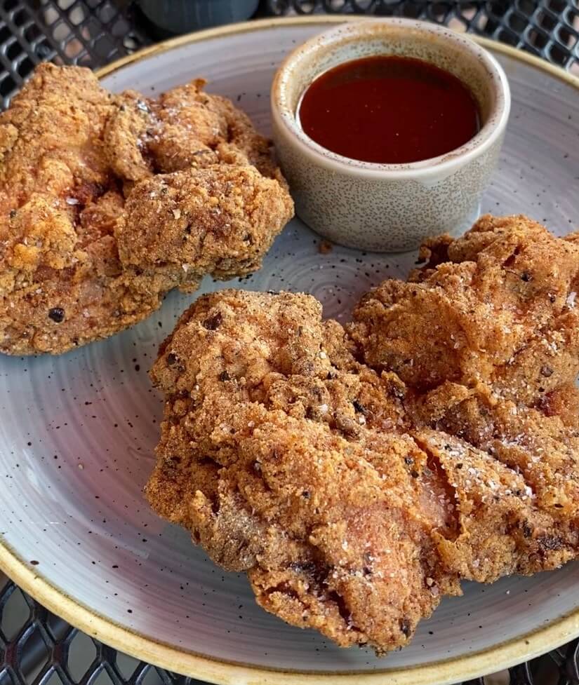 Fried chicken from buttermilk and bourbon, which is Boston Southern Food