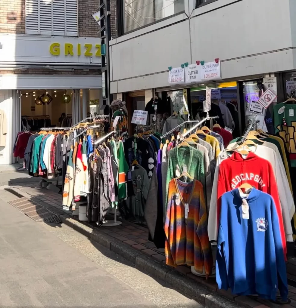 clothes at a vintage shop, a great thing to do in a Tokyo itinerary